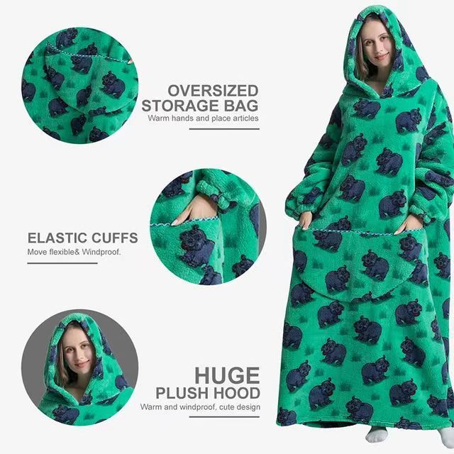 Bufu Custom Oversized Wearable Sherpa and Micro-Mink Blanket Hoodie for Outside