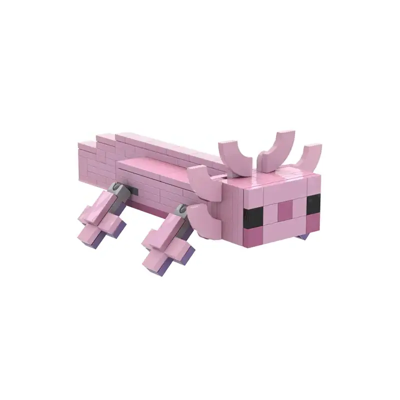 MOC Mexican Cute Animal Axolotl Building Blocks Set Pink Hexagonal Dinosaur Salamander Bricks Toy For Children Kid Birthday Gift