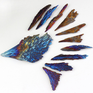 wholesale Natural Black Tourmaline Electroplated Aura Flam Rainbow Color Raw Crystal Stone Feather Cluster