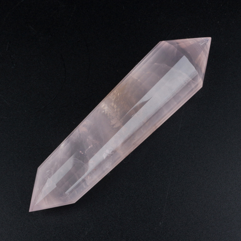 Natural 12  face rose quartz crystal double terminated Vogel crystal point