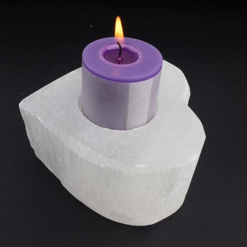 Wholesale High Quality Natural Quartz Healing Stone Candlestick Selenite Crystal Candle Holder