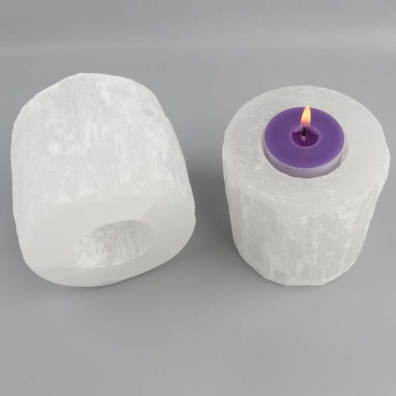 Wholesale High Quality Natural Quartz Healing Stone Candlestick Selenite Crystal Candle Holder