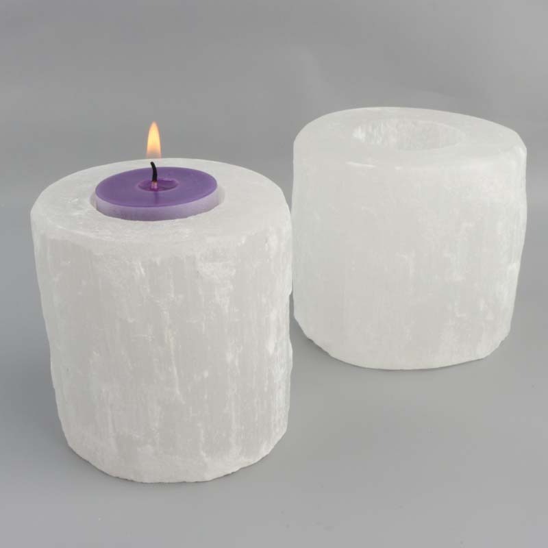 Wholesale High Quality Natural Quartz Healing Stone Candlestick Selenite Crystal Candle Holder