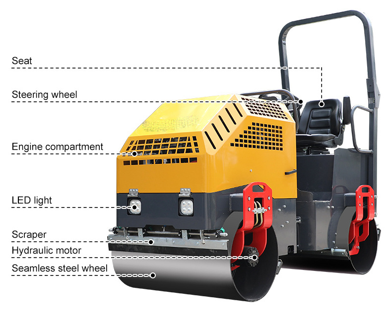 RRL-100 Hot Selling Used Bomag For Sale Static Tandem Road Rollerroad Roller Double Drum Roller Cf186f 2 Years Gasoline 0-4km/h