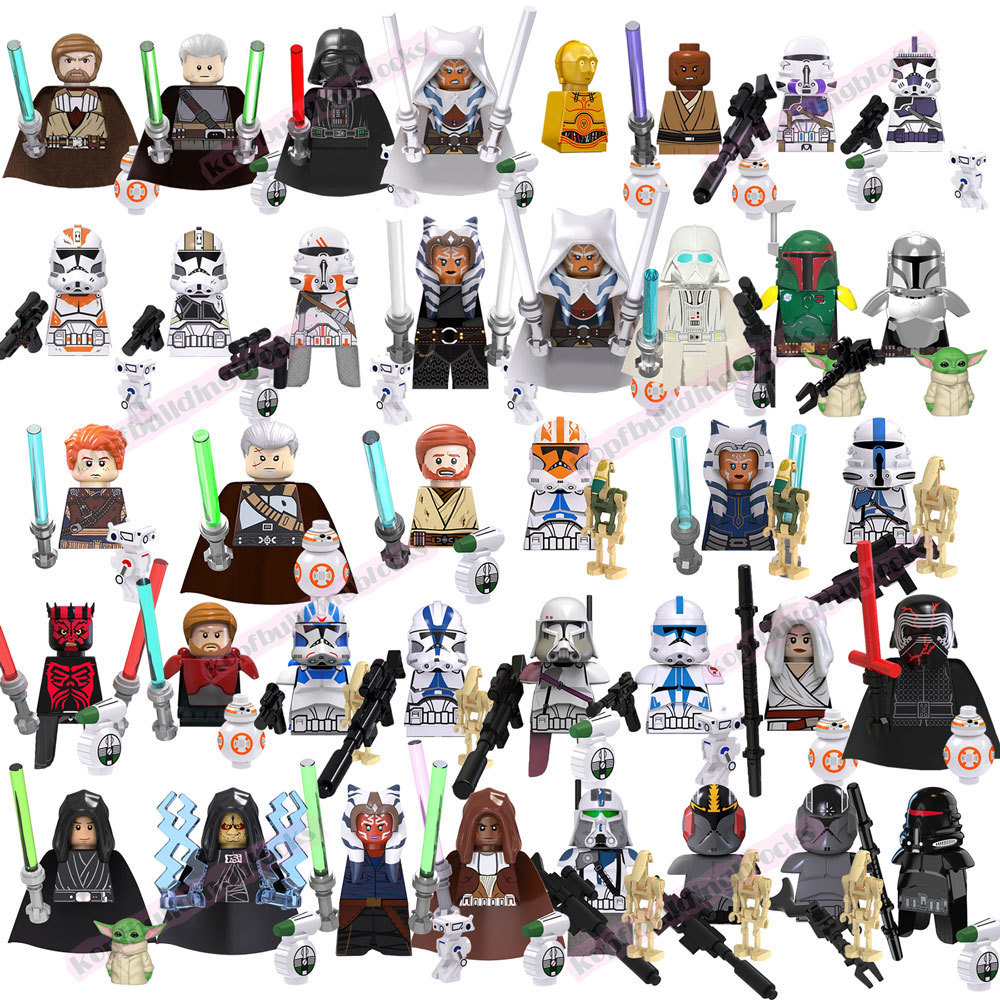 TV Brand SW Space Wars Movie Ahsoka Palpatine Darth Vader Mandalorian Mini Building Block Figure Plastic Toy Juguete