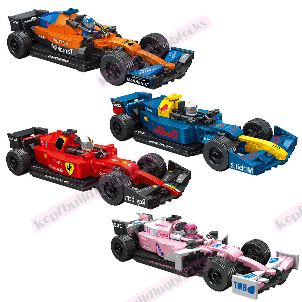 13014 Assembled Sports Car Model Formula Building Block Racing Car F1 Children's Small Particle Educational Toy Car Can Slide