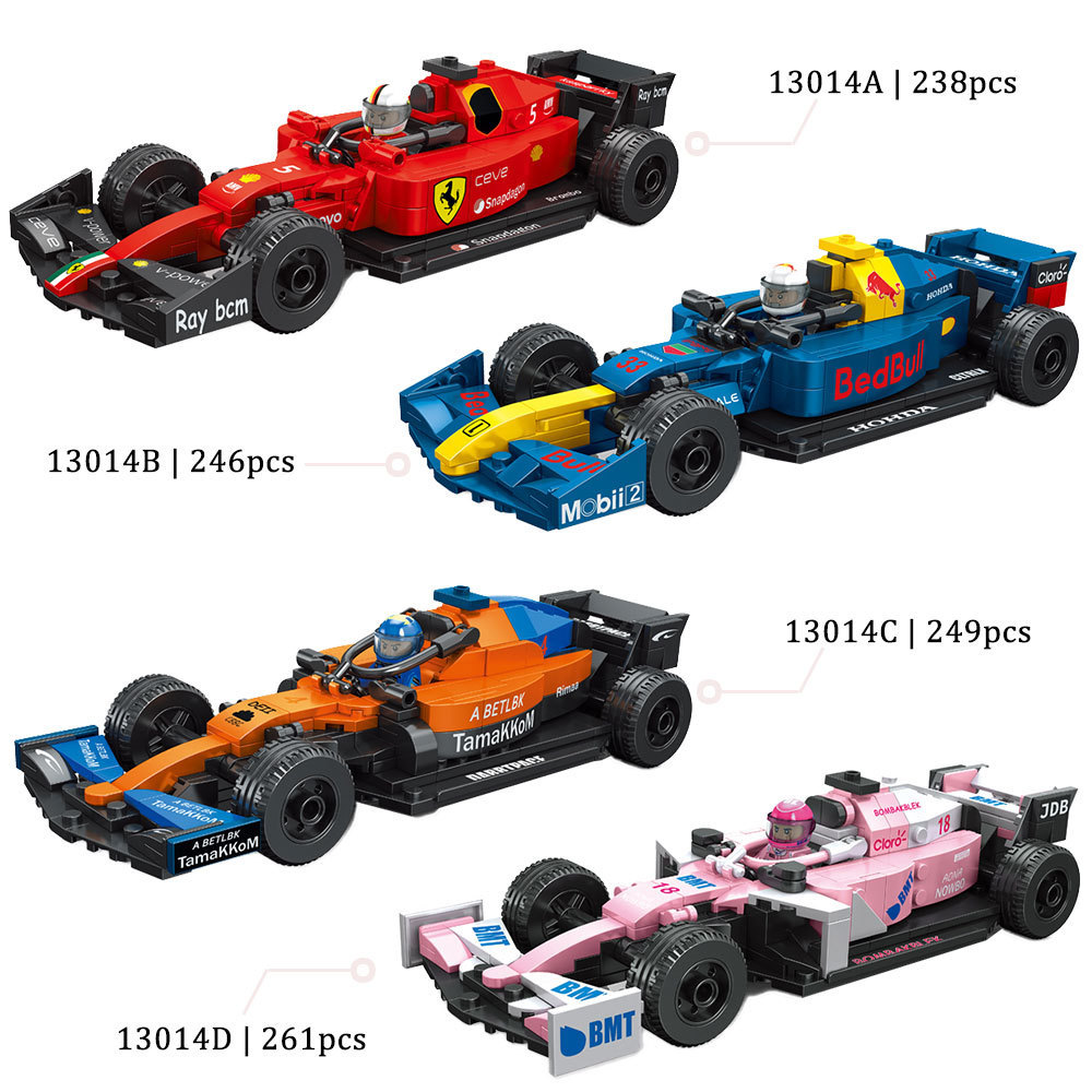 13014 Assembled Sports Car Model Formula Building Block Racing Car F1 Children's Small Particle Educational Toy Car Can Slide