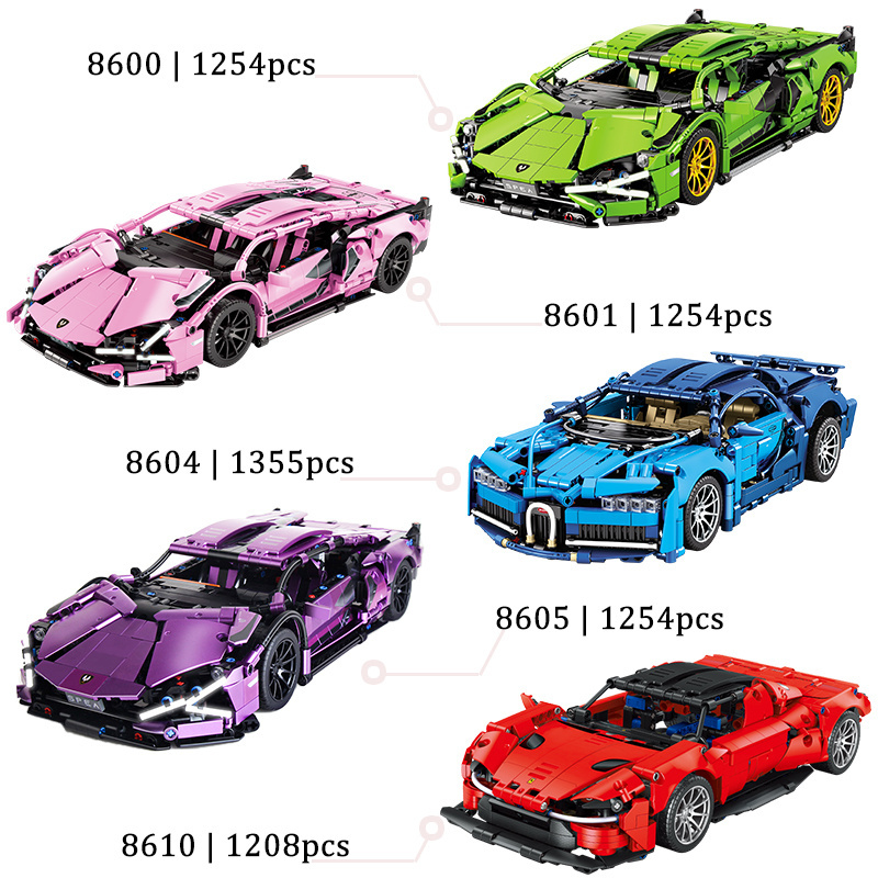 13014 Assembled Sports Car Model Formula Building Block Racing Car F1 Children's Small Particle Educational Toy Car Can Slide