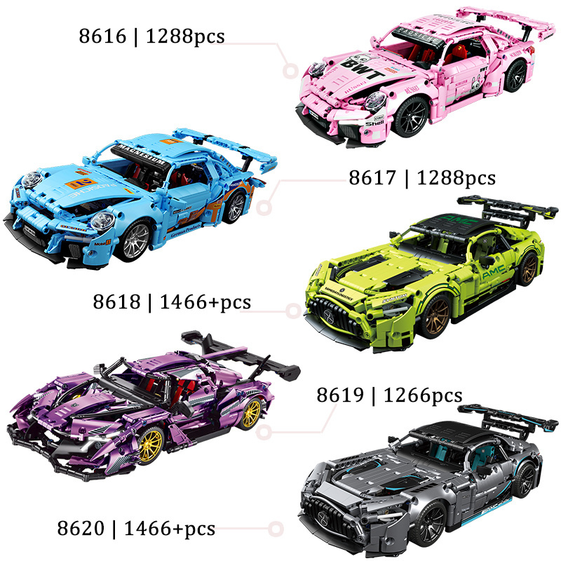 13014 Assembled Sports Car Model Formula Building Block Racing Car F1 Children's Small Particle Educational Toy Car Can Slide