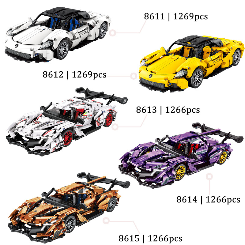 13014 Assembled Sports Car Model Formula Building Block Racing Car F1 Children's Small Particle Educational Toy Car Can Slide