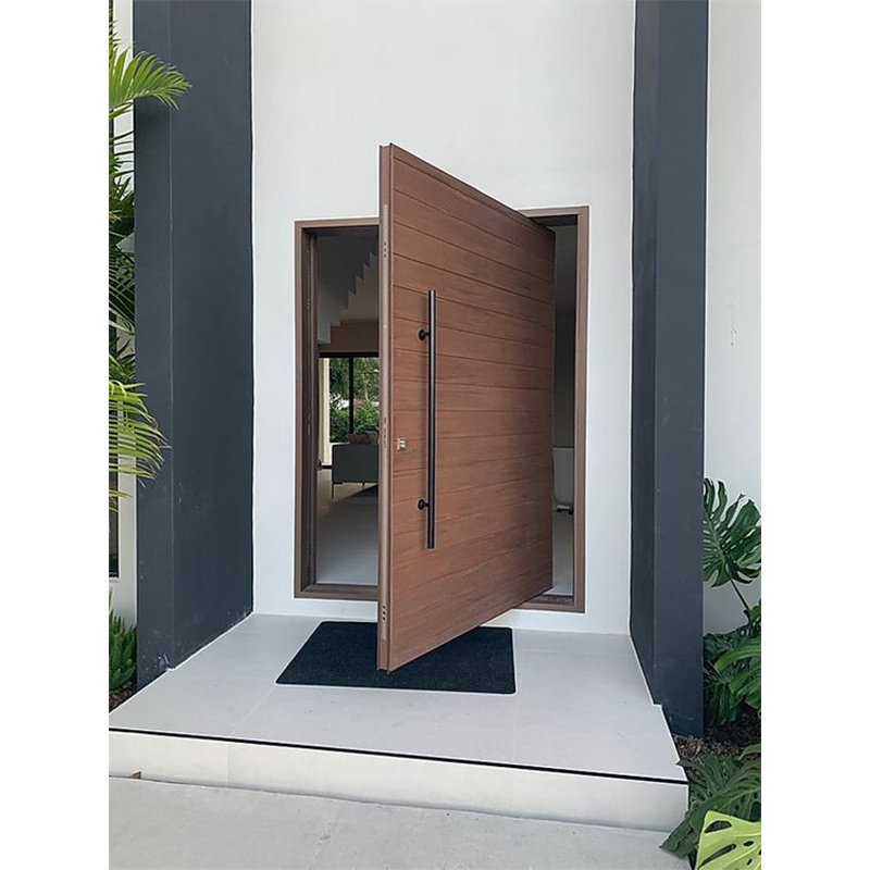 Blh-99 Modern Design Eyebrow Top Wrought Iron Double Entry Door 24 Inches Exterior Doors Modern Pivot Doors For Home Balcony