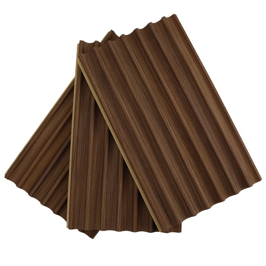 New Design 3D Hollow PVC Wall Panels WPC Wave Wall Panel board with Semi-circular wood panel Lambrin PVC Interior Decor