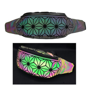 2024 Fashion fanny pack  women chest Packs PVC material Hip Bag Geometric luminous holographic waist pack belt bag