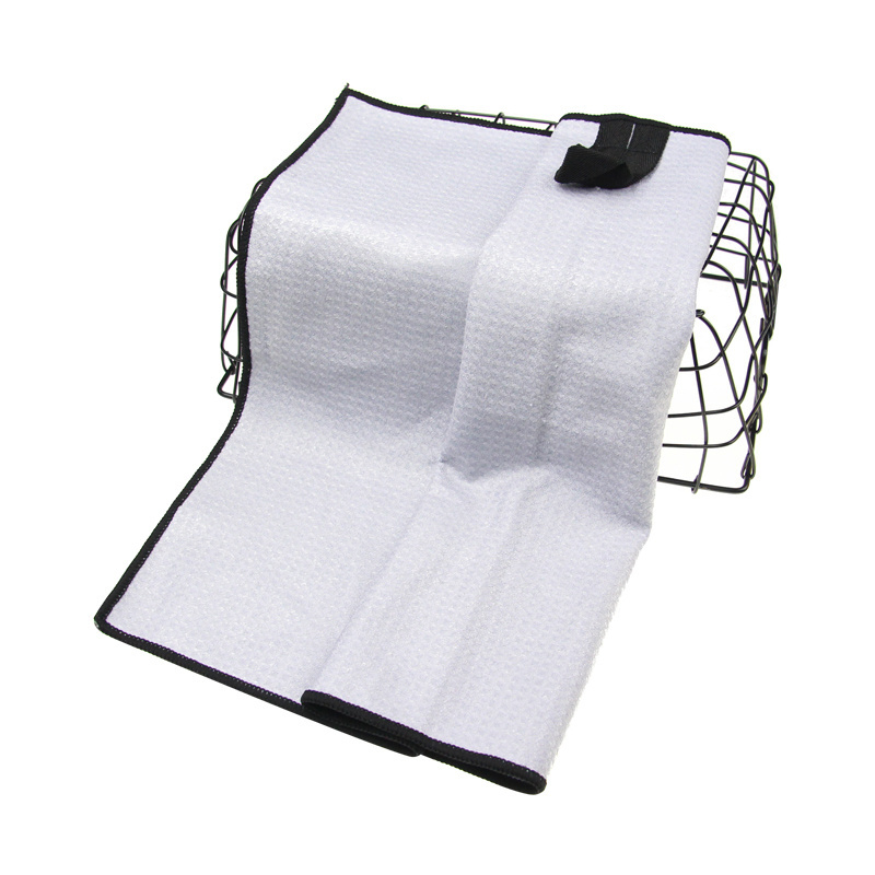 Outdoor Sports Gym Fitness Towel Custom L0G0 Microfiber Waffle Golf Towel With Hook