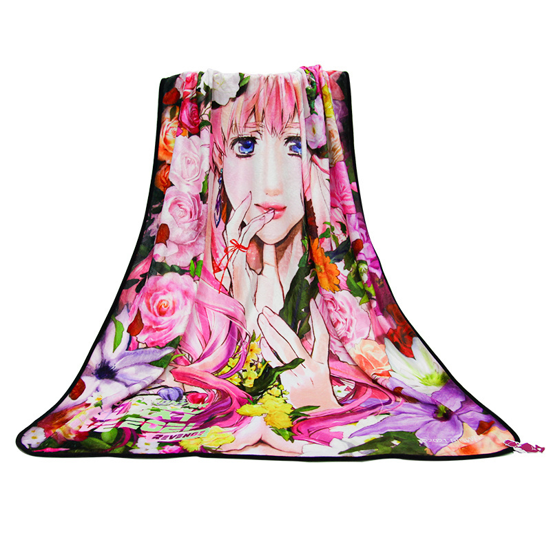 Portable digital printed cartoon Flannel blanket towel for travel on plane or camping outside