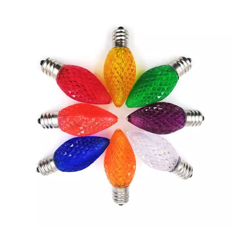 Holiday Festival Bulb Manufacturer C7 LED Christmas Lights Lamp  0.2 W E12 Multicolor Ceramic Christmas Decoration Bulb