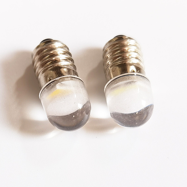 E10 Base LED Flashlight Bulbs Warm White 6V-30V Mini Torches Light Lamp Bulb with Clear Cover