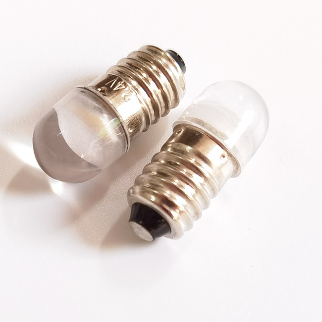 E10 Base LED Flashlight Bulbs Warm White 6V-30V Mini Torches Light Lamp Bulb with Clear Cover