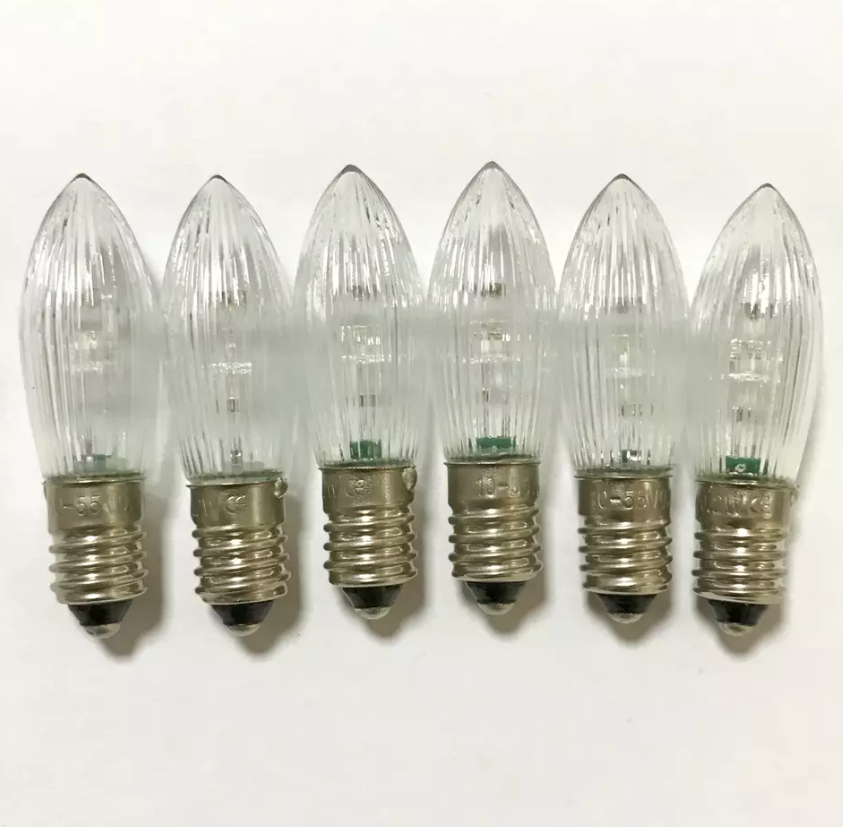 C6 e10 base pattern candle bulb 12V3W, 34V3W, 55V3W candle bridge bulb Christmas outdoor light string replacement bulb