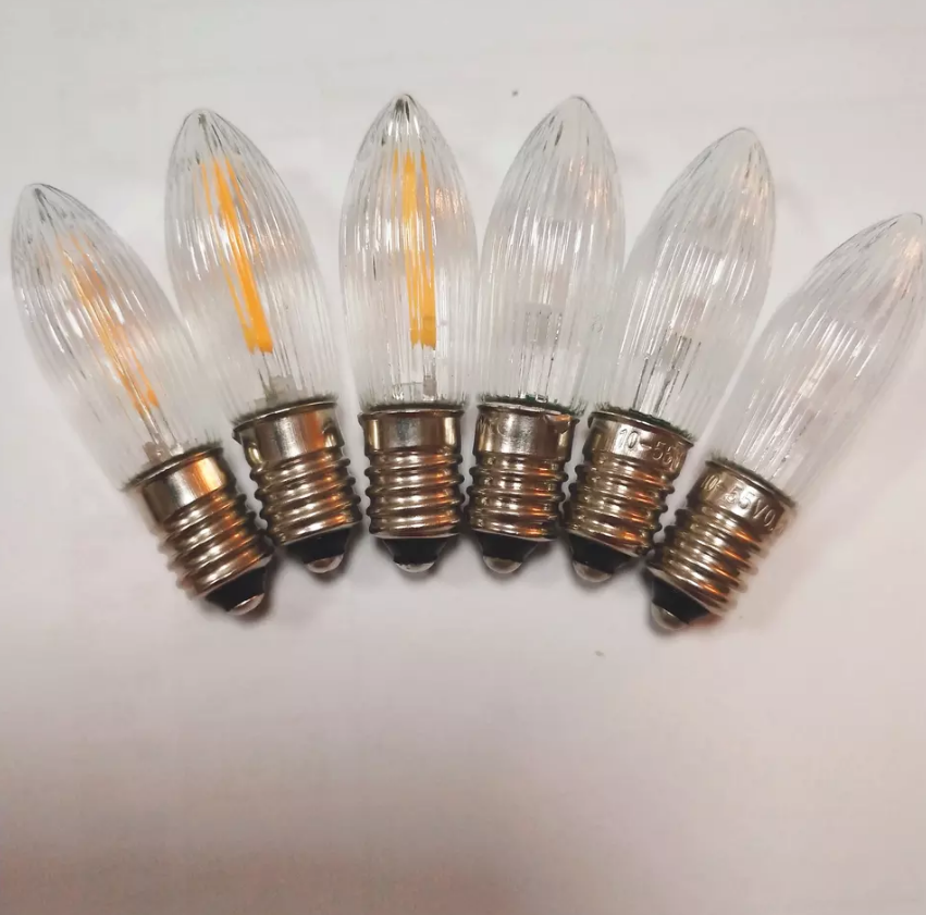 C6 e10 base pattern candle bulb 12V3W, 34V3W, 55V3W candle bridge bulb Christmas outdoor light string replacement bulb