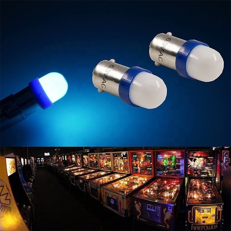 Pinball Machine LED Bulb 2SMD BA9S Playfield Light, Non-Ghosting Version LED T10 Wedge Pinball Gaming Lights with Milky Cover