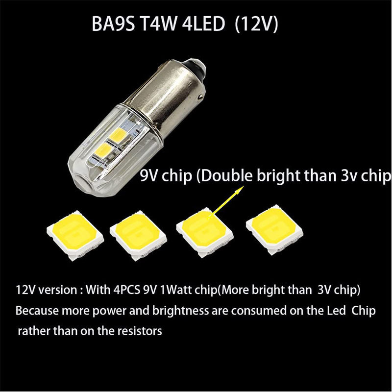 BA9S Led Bulb 12V Car Auto Led Lamp 4SMD T4W E10 Pillball Led Bulb Lights for Car Interior Dome Map License Plate Lights