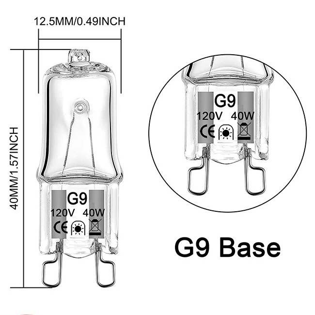 G9 Halogen Bulb 40 Watt 120 Volt T4 JCD Type Bi-Pin Base Warm White Miniature Crystal Bulb for Chandeliers, Pendants, Cabinet Li