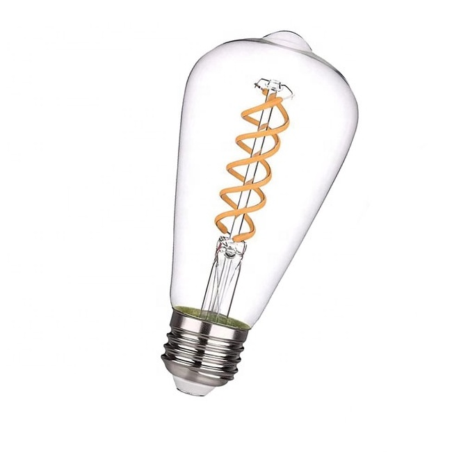 E26 Base ST58 Vintage Edison LED Light Bulb 6W 120V Warm White Amber Glass Spiral LED Filament Bulb for Bathroom Kitchen