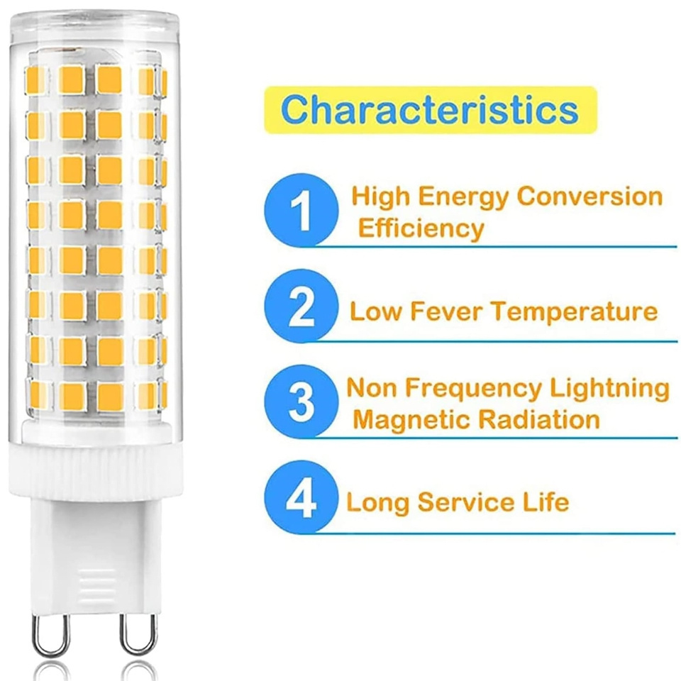 G9 Bi-Pin Base LED Bulbs AC100-265V 10W Ceramic SMD2835 LED Bulb Flicker Free G9G9 LED Light Bulb for Home Lighting