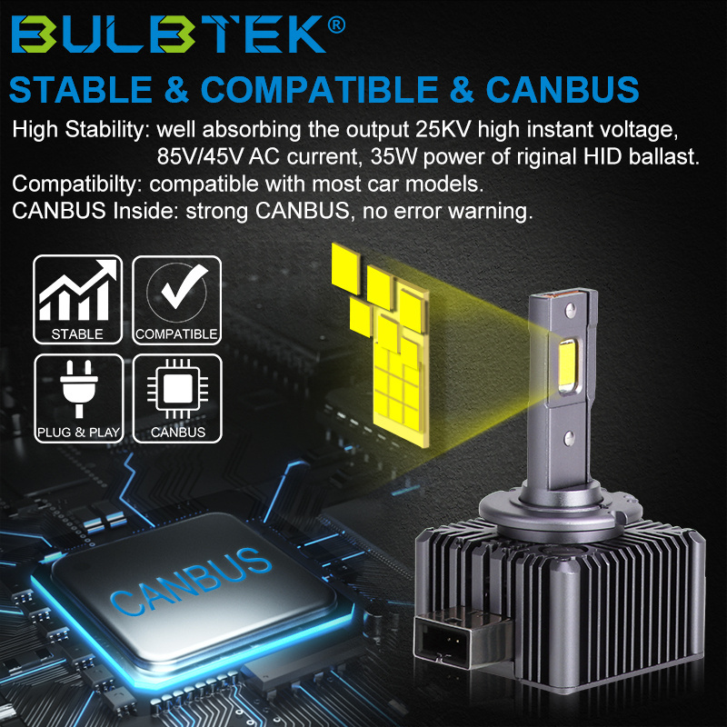 BULBTEK XD35 D Series Car Headlight Bulb Focos D2S D3S D4S D5S Luces Delanteras LED para Carro Autos Luz Automotriz D1S LED