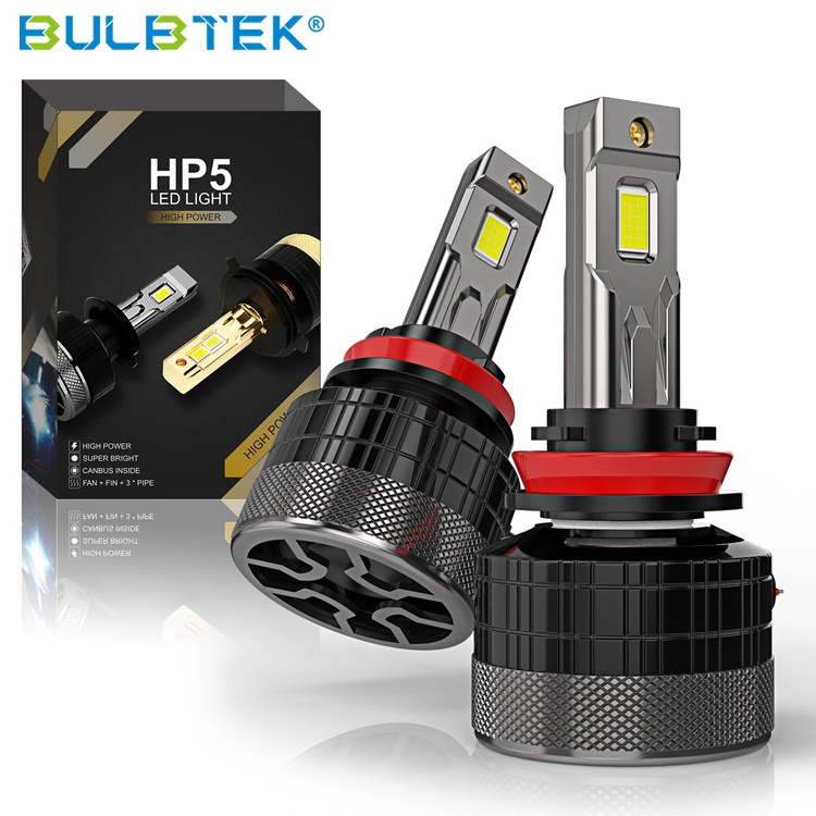 BULBTEK HP5 Wholesale Auto LED Light H1 H7 H11 CANBUS LED Bulb Fan Cooling 9005 9006 9012 12V 24V Car Headlight Lamp Bulb