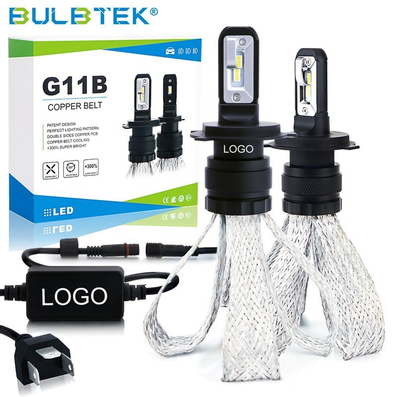 BULBTEK  G11B H4 LED Headlight Copper Belt Fanless CANBUS EMC H4 Auto Car Headlight Bulb