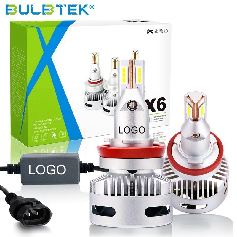 BULBTEK X6 H11 H8 H9 H11 High Lumen Car LED Headlight Bulb for Projector LENs Assembly