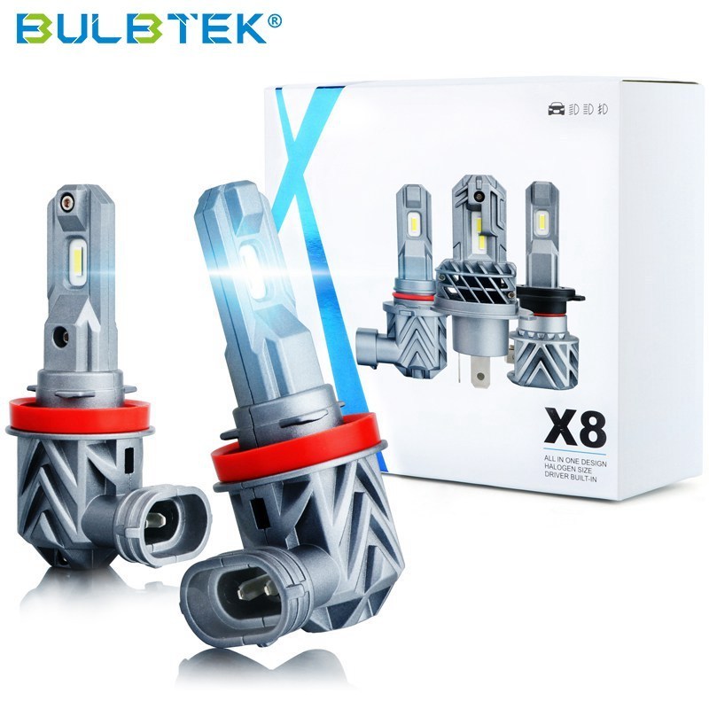 BULBTEK X8-H11 high power led h11 strong canbus h11 6000k led single beam small base led headlight bulb h11