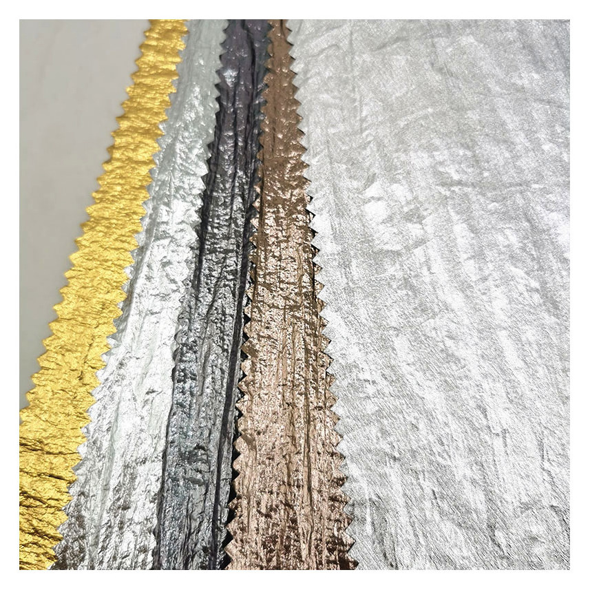 shiny waterproof foil printing 70D 210T crinkle nylon taffeta fabric for jacket/coat/dress