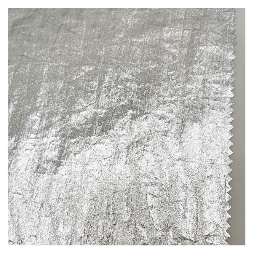 shiny waterproof foil printing 70D 210T crinkle nylon taffeta fabric for jacket/coat/dress