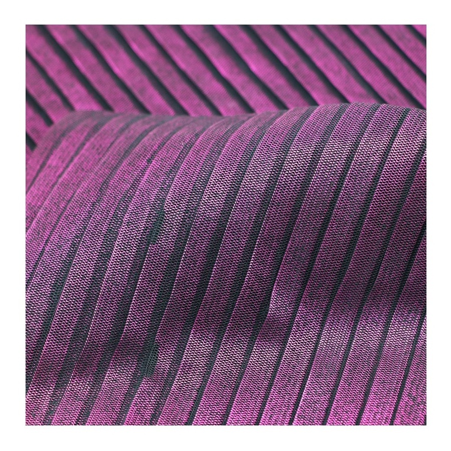 Born To Shine Collection Black purple Yarn Mesh Pleated Fabric for High Fashion Cloth