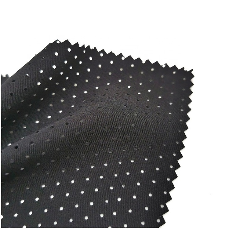 punch hole fabric 90 polyester 10 spandex 75D 2/1 twill 4 way stretch fabric for sportswear