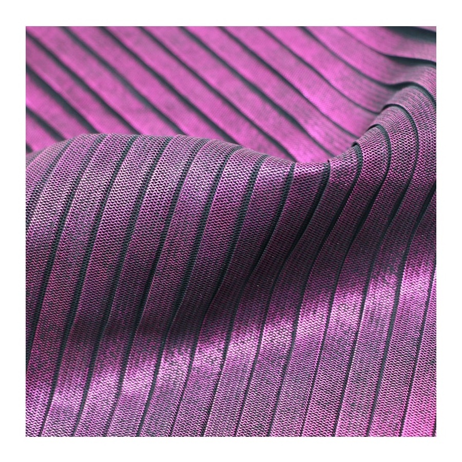 Born To Shine Collection Black purple Yarn Mesh Pleated Fabric for High Fashion Cloth