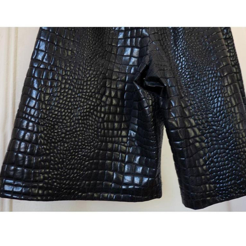 DiZNEW 2022 high Fashion PU Leather Shorts Men loose straight vegan leather shorts men clothes summer