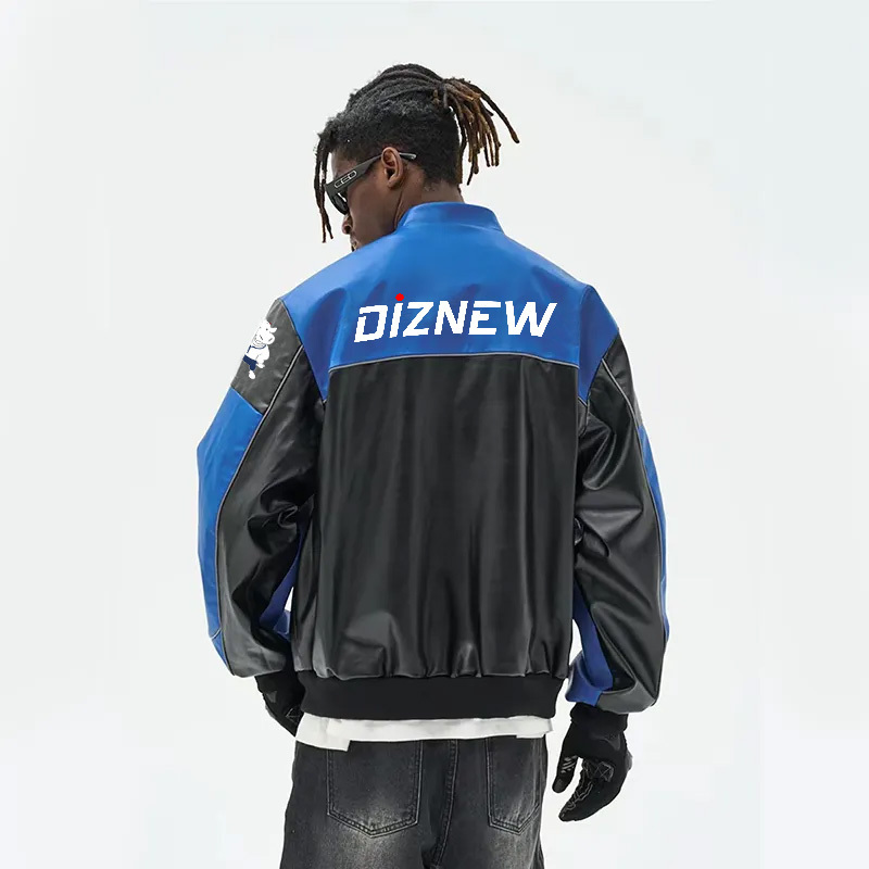 DiZNEW custom nascar racing varsity/letterman jacket Letter printed Racing Jacket Patches Big/Tall leather jacket for men