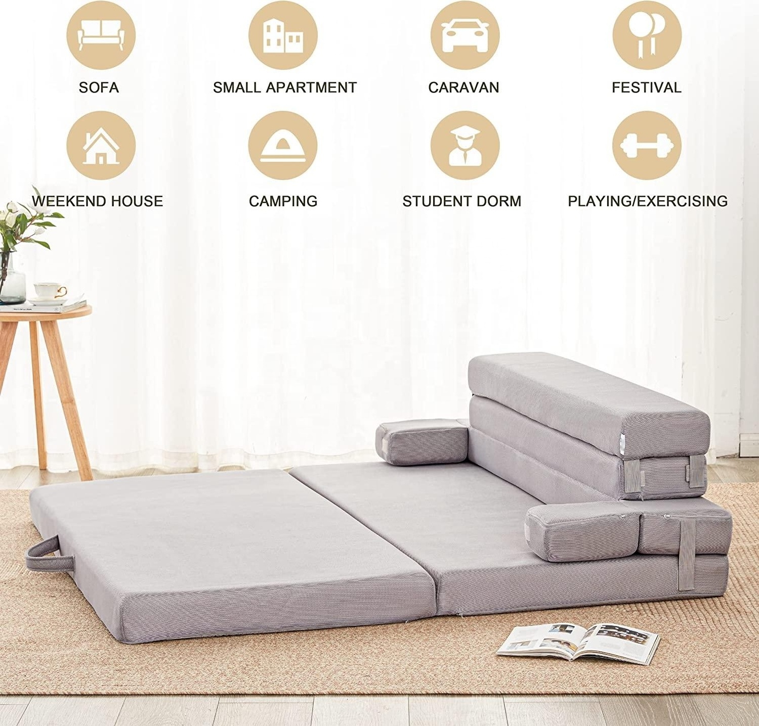 Multifunctional Sofa Bed Furniture | Floor Mattress | 3 In 1 High Density Foam Folding Sofa Bed with Removable Washable Cover