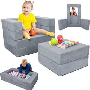 2024 New Soft 3-in-1 Folding Mini High Density Foam Toddler Kids Floor Play Sofa Couch Chair for Girls Boys Fun Play in Playroom