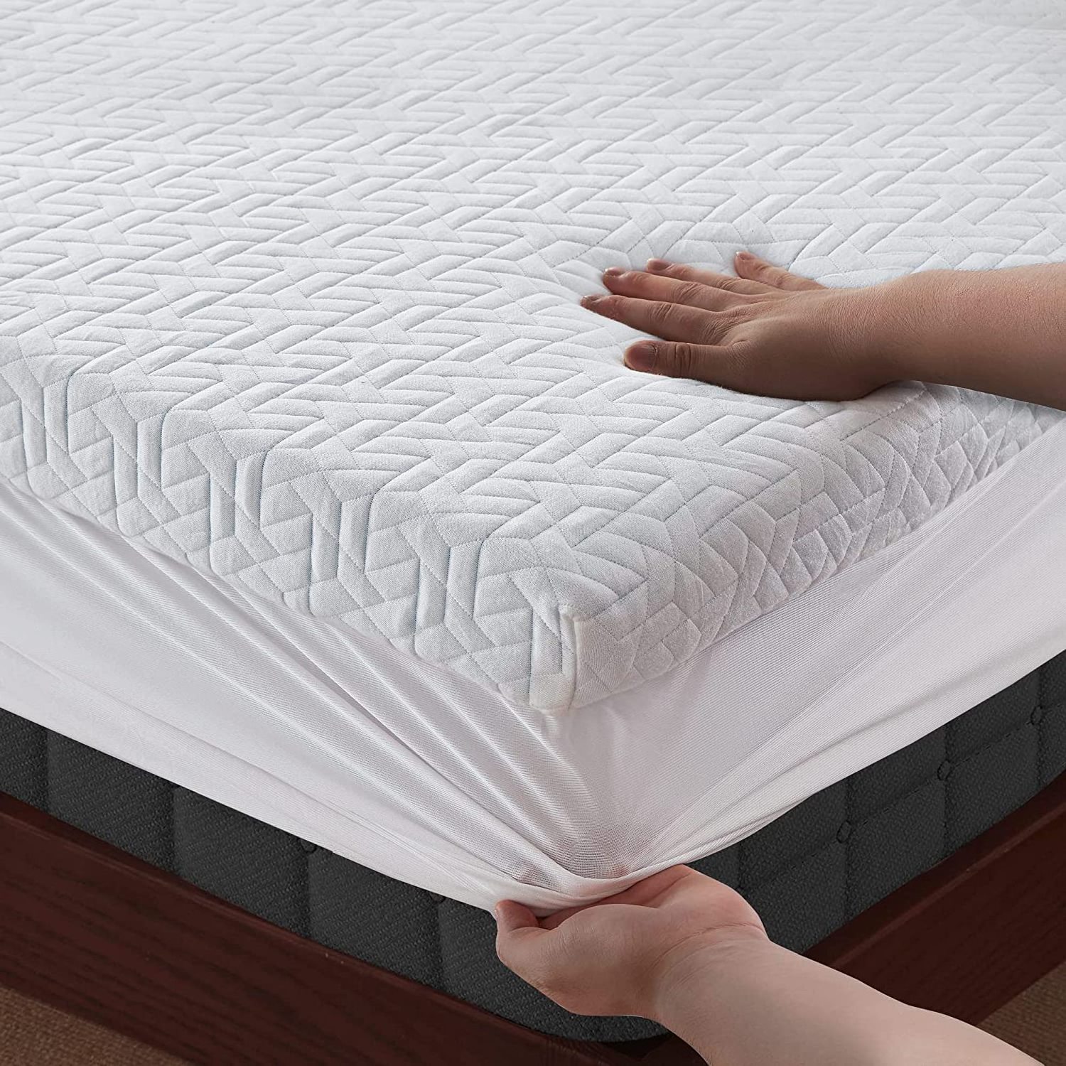 3 Inch Queen Size Gel Cooling Memory Foam Mattress Pad with deep pocket