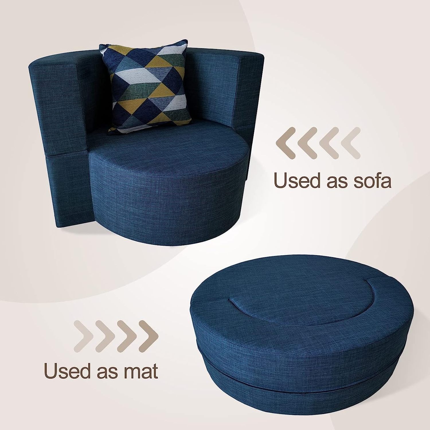 Convertible furniture living room bed room foldable sofa bed Memory foam Folding Round Chair with Lazy Sofa Futon Couch