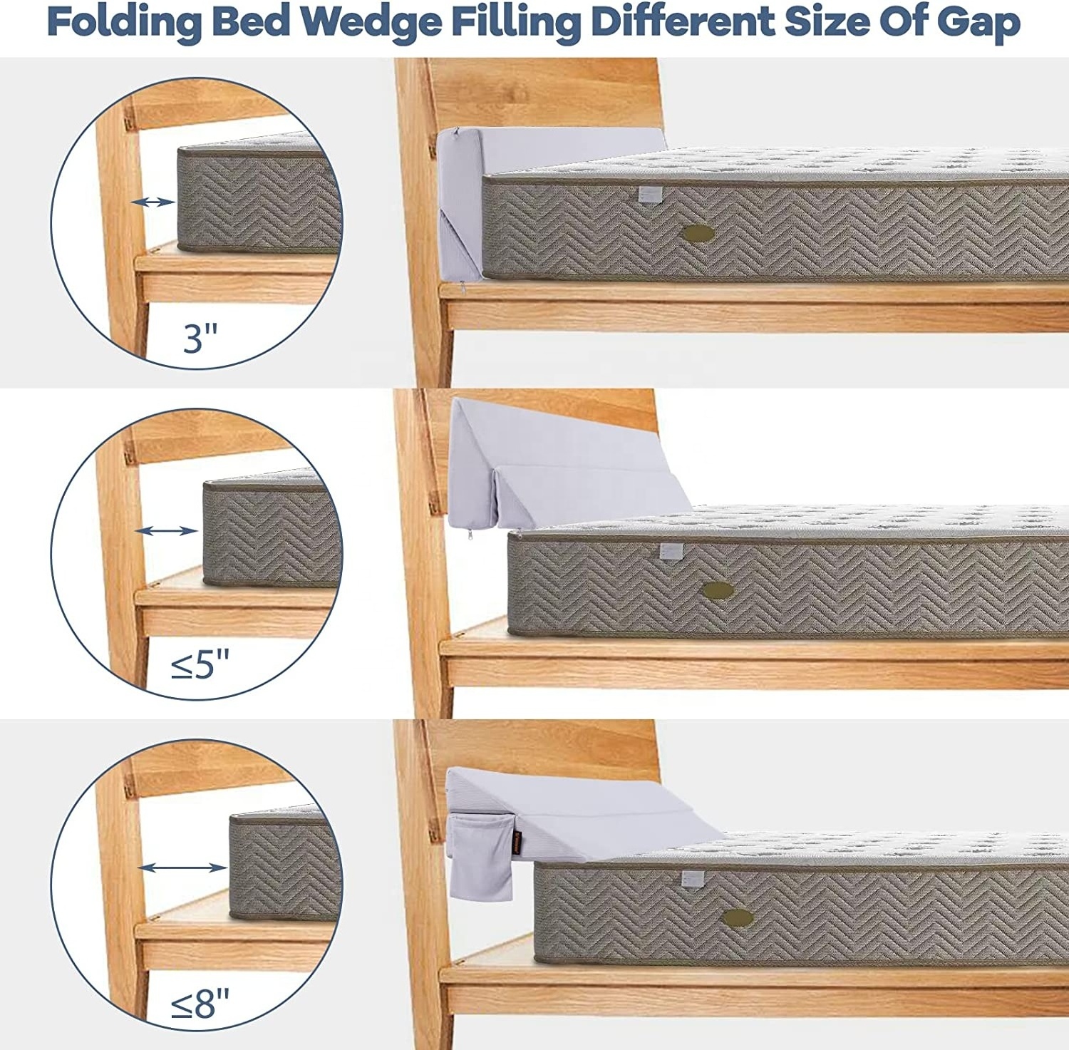 Bed Gap Filler Between Mattress and Headboard | Folding Bed Wedge Pillow | Memory Foam Headboard Pillow for Sleeping and Reading