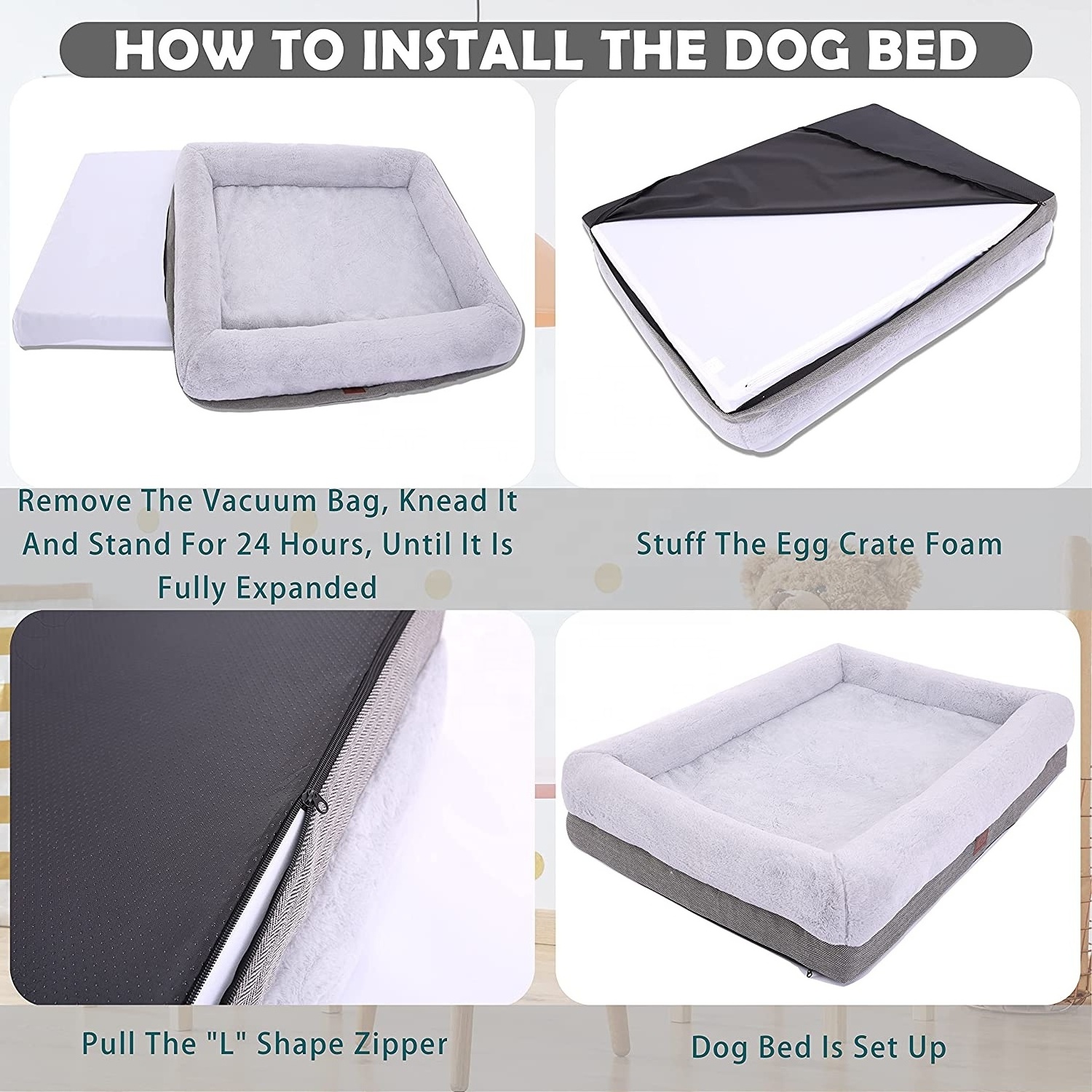 Deluxe Orthopedic Dog Mat | High Density Egg Crate Foam Dog Bed for Pet Dogs with Removable Cover and Waterproof Liner Pad