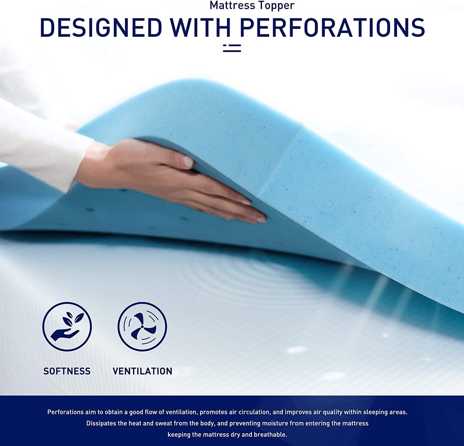 zero pressure  2 Inch Memory Foam Mattress Topper Ventilated Gel Infused Bed Foam Topper