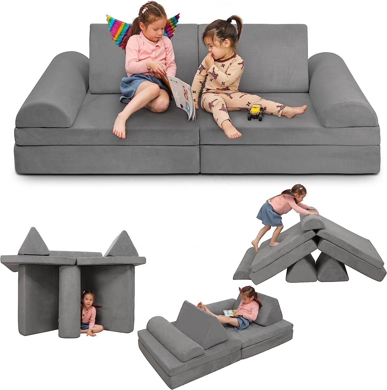 Play-room Soft Play Equipment Kids' Sofas | Nugget Couch for Toddlers Babies | High Density Foam Kids Play Couch for Children