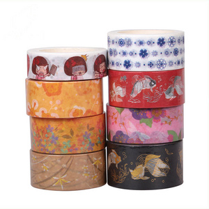 Wholesale Custom Vintage Washi Paper Tape set Printed Stamp Cute Kawaii Pet Masking Gold Foil Scrapbook Washi Tape Manufacturer